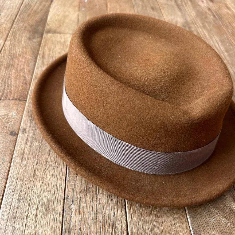 Bailey of Hollywood Darron Pork Pie Hat Mens Small Lite‎ Felt Wool Brown Retro